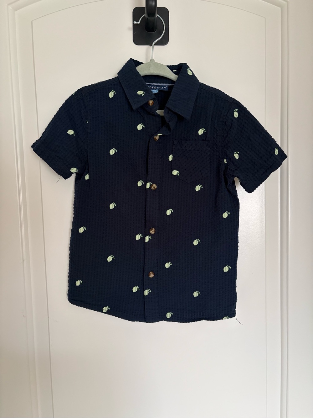 Andy & Evan Navy Short-Sleeve Shirt with Lime Motif